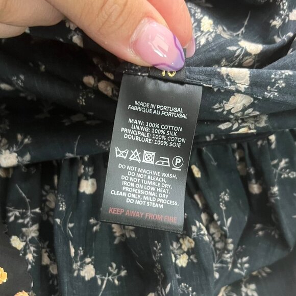 The Vampires Wife Earl Floral Ruffle Layered Midi Dress Black US 6 UK 10 - Picture 10 of 16